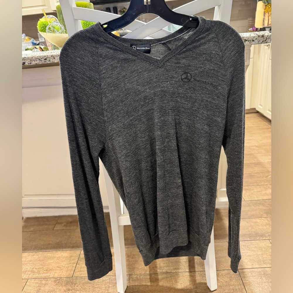 Mercedes Benz Gray Long Sleeve V-Neck